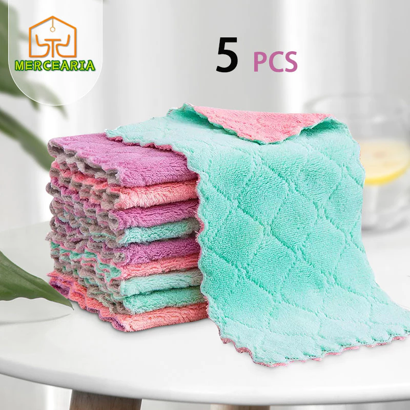 1/3/5 pcs Pano absorvente de microfibra para mesa de cozinha, pano de limpeza