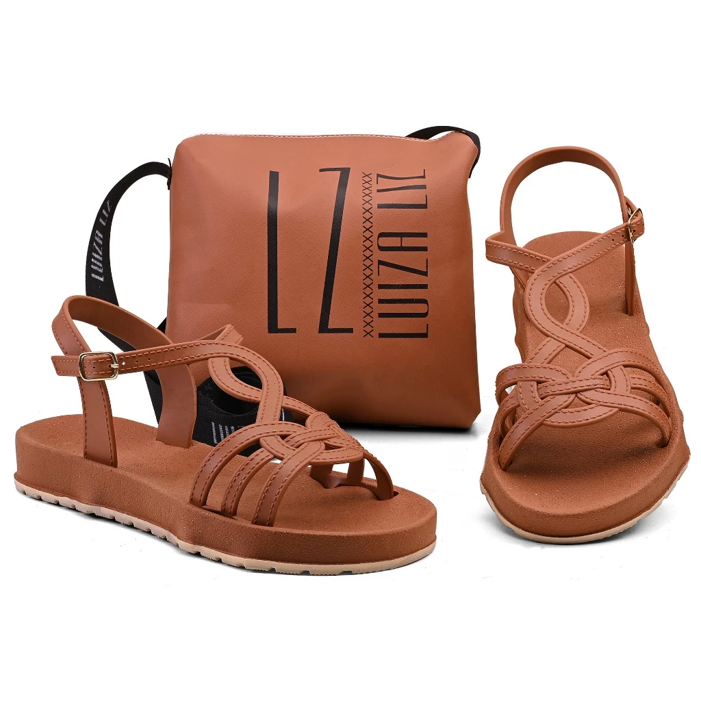 Sandália Feminina Chinelo Papete Rasteira Injetada Cofortavel Dia a Dia com Bolsa