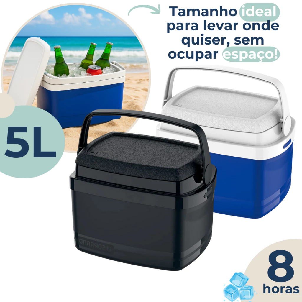 Caixa Térmica Cooler Pequeno 5 Litros com Alça Soprano