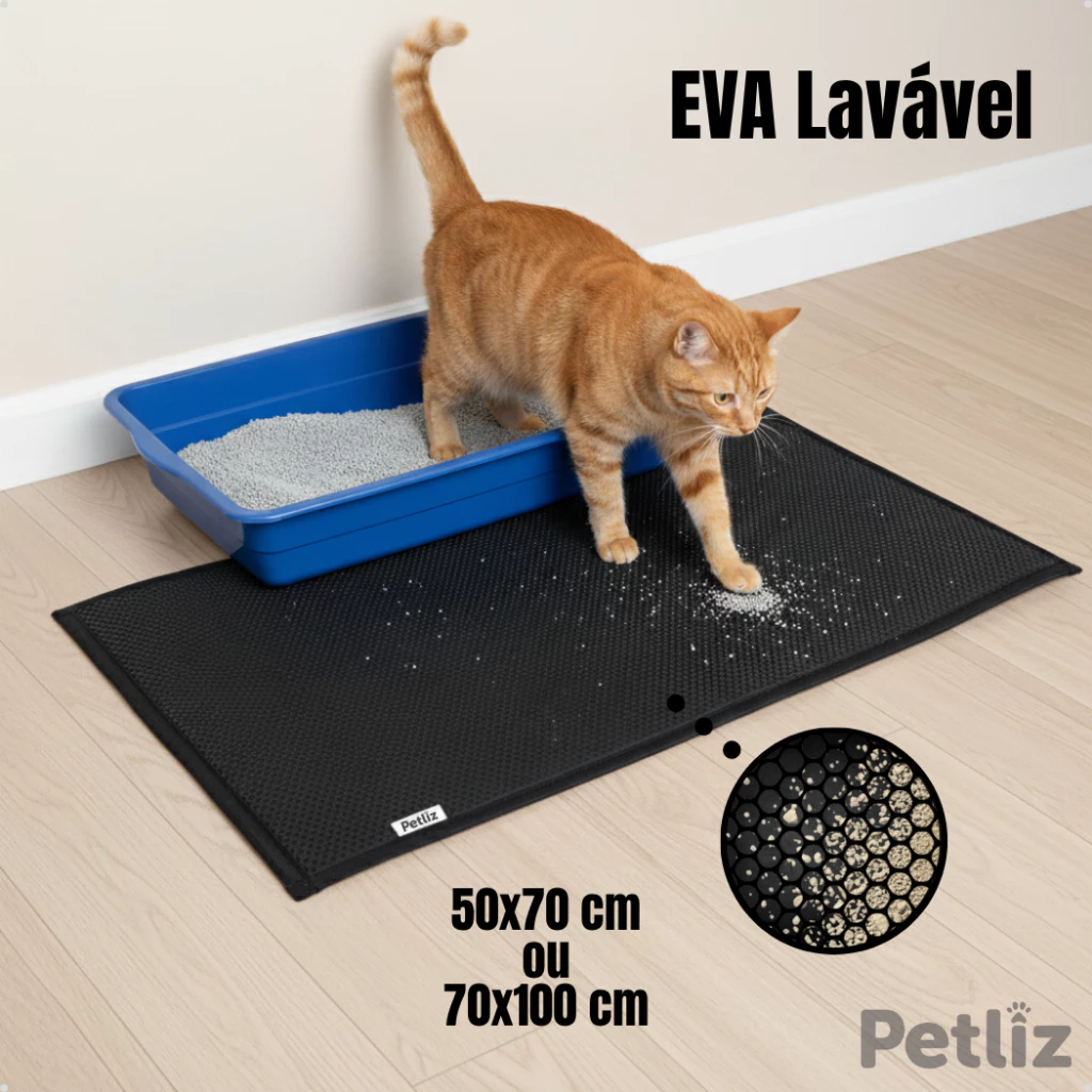Tapete Higiênico para Caixa de Areia de Gatos Anti Sujeira Coletor De Areia EVA 70x100 cm - Petliz
