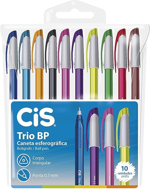 Caneta Esferográfica Trio Bp 10 Cores, CIS
