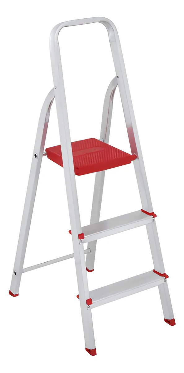 Escada De Alumínio Dobrável Compacta com 3 Degraus - Botafogo - Leve e Resistente