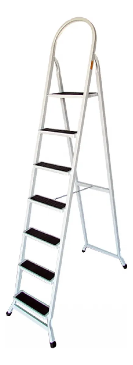 Escada 7 Degraus Para Uso Doméstico Dobrável Ferro Aço Branco
