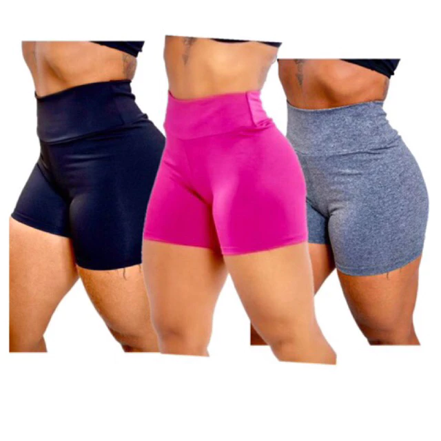 KIT 3 shorts zero transparência básico curto treino shortes feminino Crossfit academia moda fitness roupas feminina