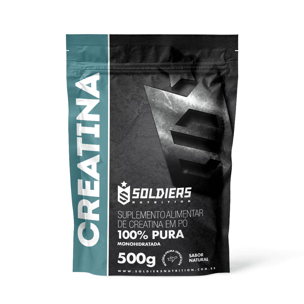 Creatina Monohidratada 500g 100% Pura Importada Soldiers Nutrition Suplemento Performance Muscular Força