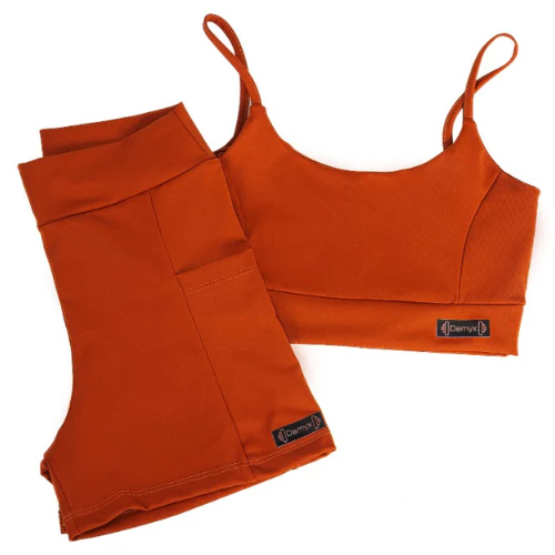 Conjunto Academia Roupa feminina Corrida Shorts Bolso top alça Duplo Treino Fitness Poliamida Zero Transparencia