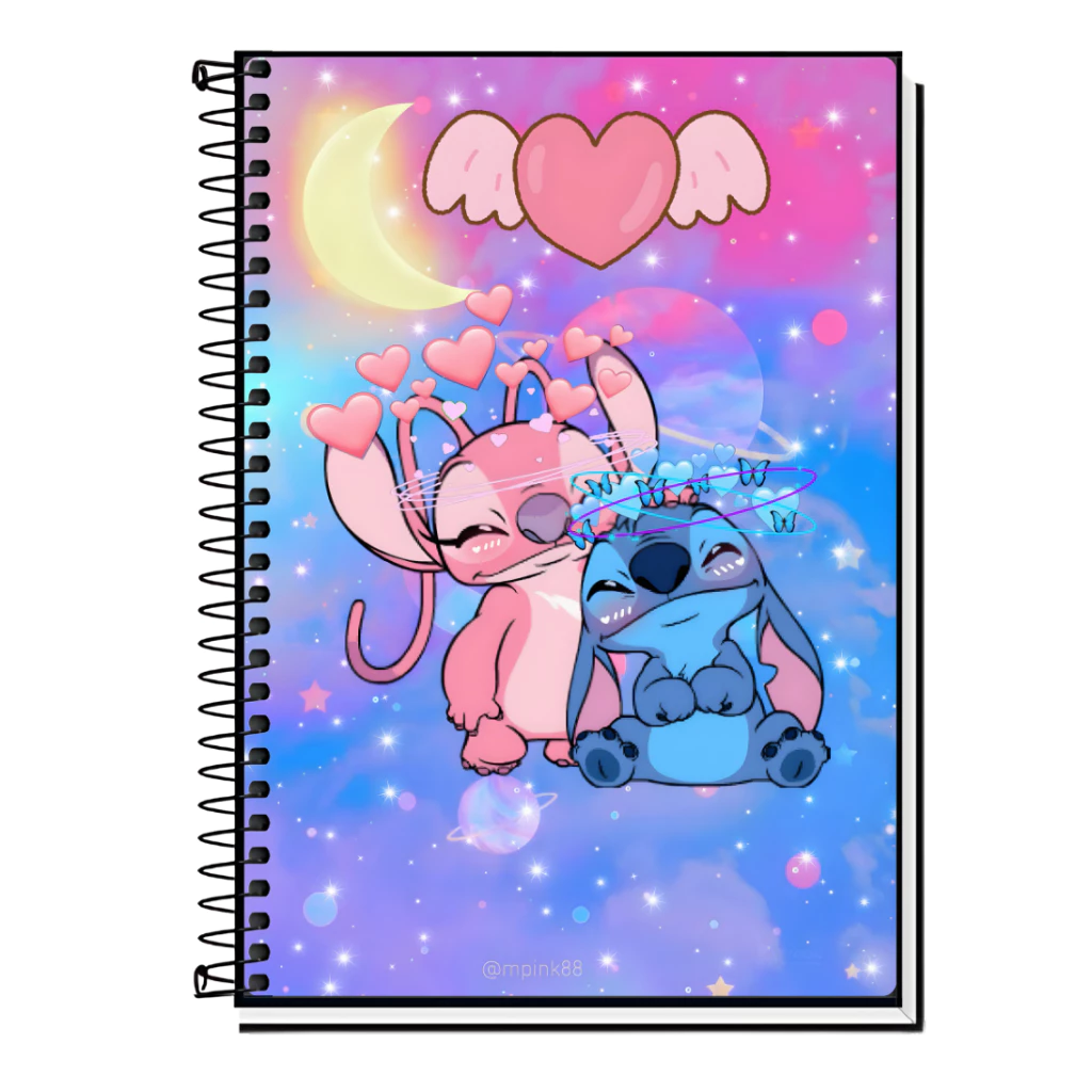 Caderno Lilo Stitch Personalizado 1 10 15 e 20 Matérias Espiral Capa Dura Escolar Faculdade Diário Anotação | Envio 24h