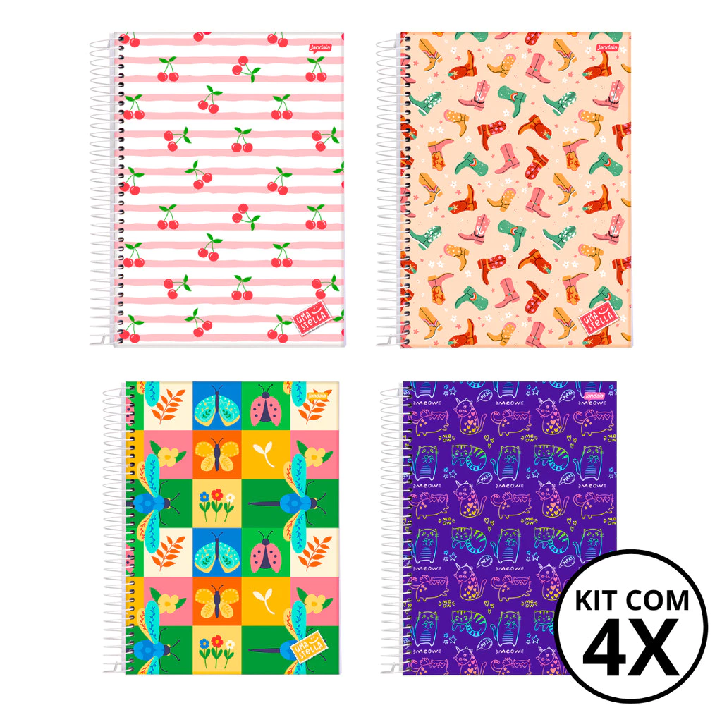 Kit 04 Cadernos Universitário 10 Matérias 160 Folhas Stella - Jandaia