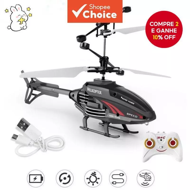 1PC Controle Remoto Indução Helicóptero Aeronaves Modo Duplo Suspenso Brinquedo Voador