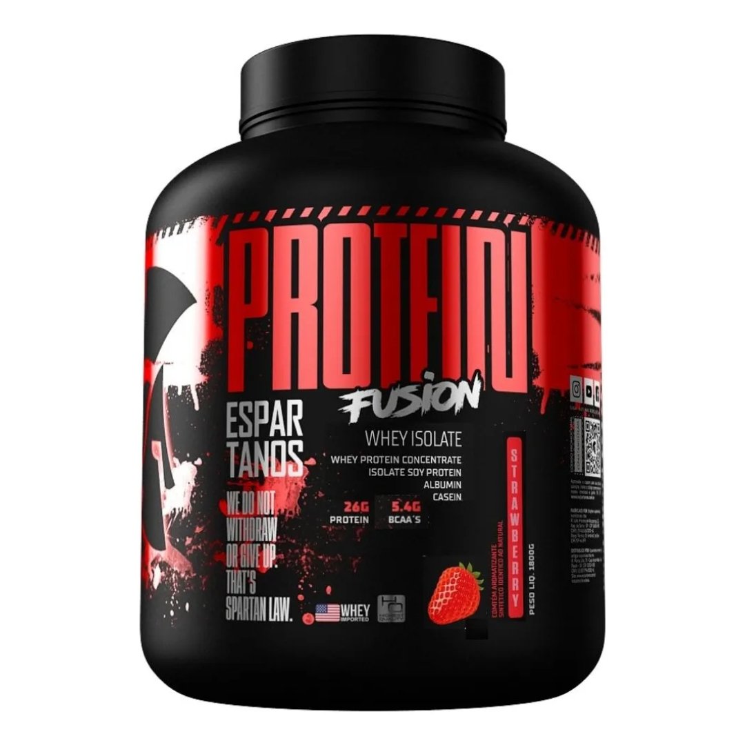 Protein Fusion Whey Isolate 1,8kg - Espartanos Nutrition Sabor Morango