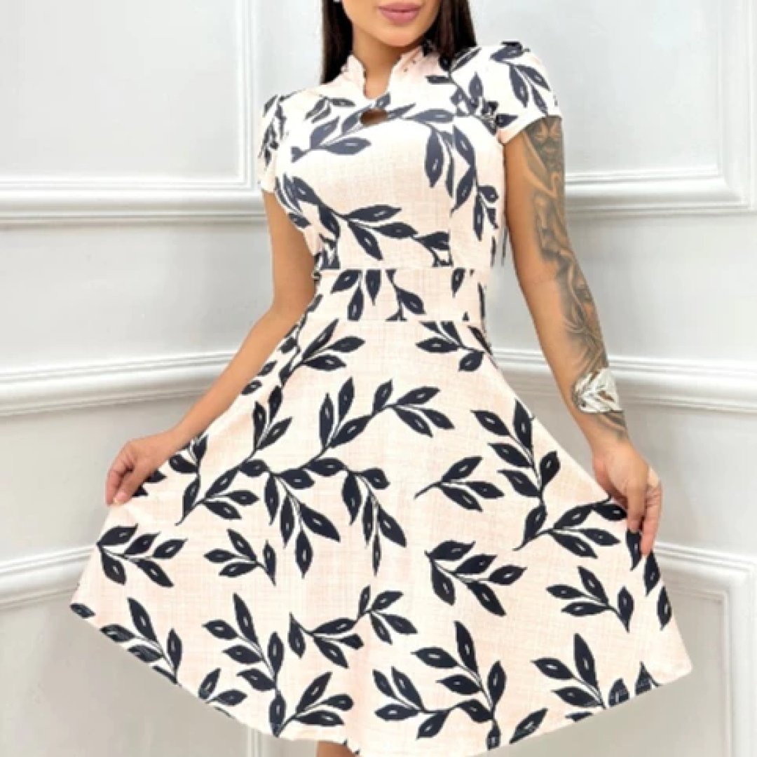 Vestido Feminino Estampado Rodado Soltinho - Moda Evangélica Elegante Sofisticada