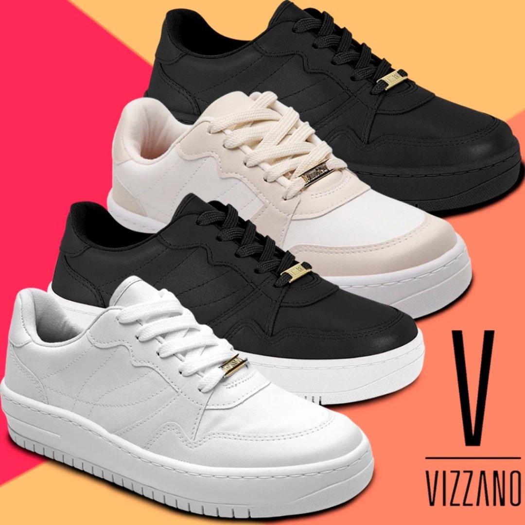 Tênis Vizzano Feminino Casual Plataforma Moda Passeio Leve Macio Ultra Conforto Flatform Dia Confortável Versátil Urbano