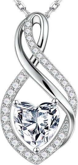 MOOSEA Valentines Gifts for Women Wife, Infinity Moissanite Pendant Necklace, 1-3ct Lab Created Moissanite Necklace 925 Sterling Silver Anniversary Birthday Wedding Gifts for Women Wife Her