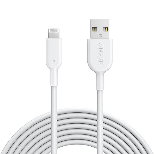 Anker Powerline II Lightning Cable,Apple MFi Certified,USB Charging/Sync Lightning Cord Compatible with iPhone 11 Series/SE/Xs/XR,and More(10FT,White)
