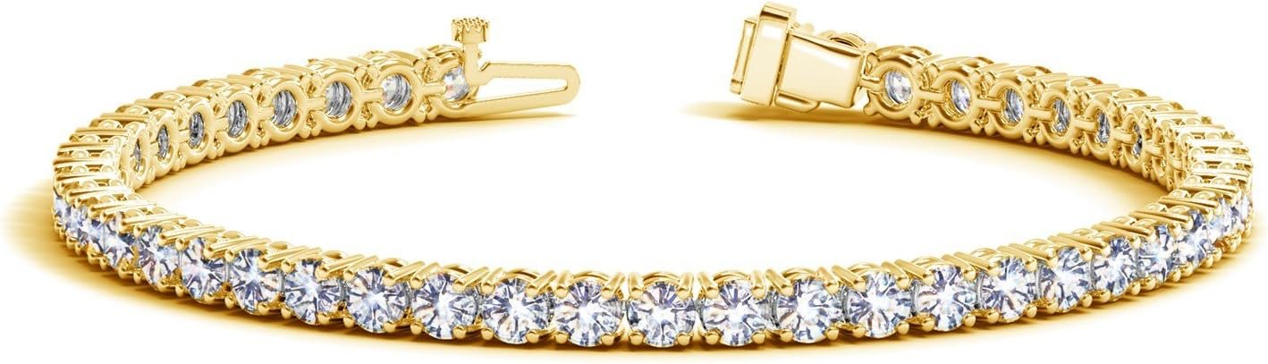 Houston Diamond District 2 to 28 Carat Lab Grown Diamond Classic Tennis Bracelet, 4-Prong Setting for Women (E-F Color, VS2-SI1 Clarity)