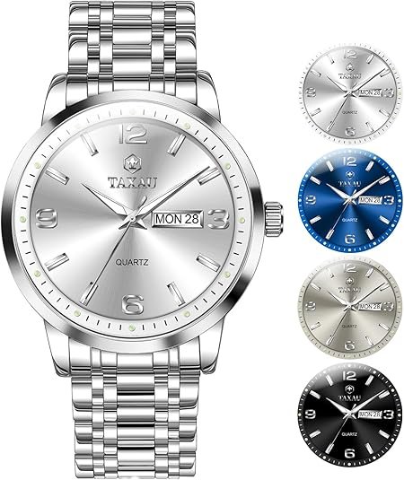 Taxau Mens Watches Large Face Casual Watches for Men Luxury Analog Quartz Men's Wrist Watch Classic Waterproof Mens Dress Watch with Day Date Luminous Relojes para Hombre