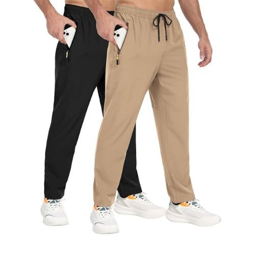 Mens Athletic Pants Lighteight Quick Dry Hiking Pants Outdoor Water Resistant Workout Sweatpants with Pockets