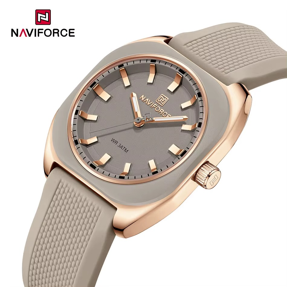 NAVIFORCE Simple Women Watches Luxury Design Silicone Watch Ladies Quartz Wristwatch Womens Polygon Dial Luminous Reloj Mujer